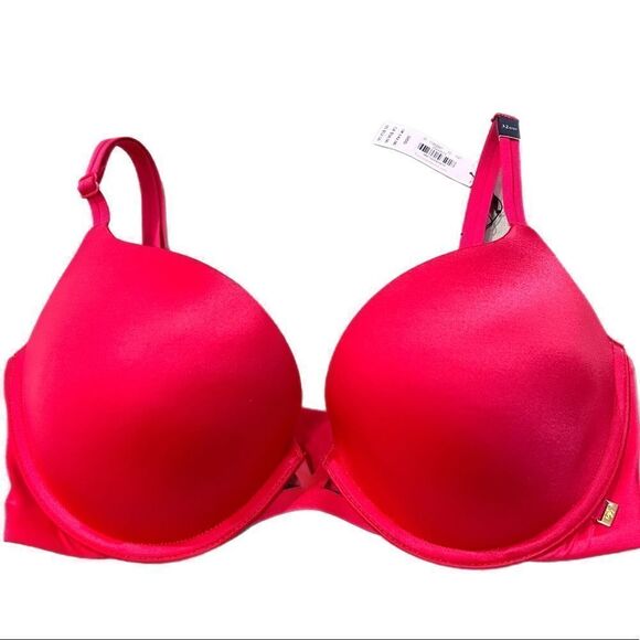 Victoria’s Secret Very Sexy Push Up Heavily Padded Satiny bra Red 32DDD - Picture 1 of 4